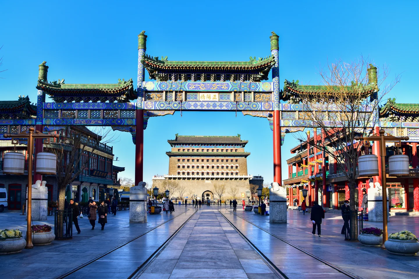 The broad pedestrian avenue of Qianmen Street in central Beijing.