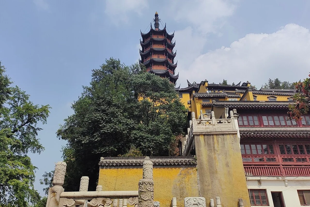 Cishou Pagoda stands within the Jinshan Temple complex in Zhenjiang.