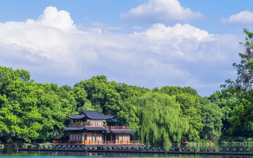 A pavilion on the shore of West Lake in Hangzhou