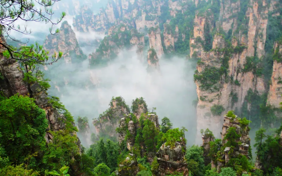 Mist among the sandstone peaks of Zhangjiajie