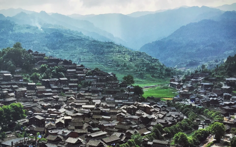 Xijiang Miao Village on the hillside