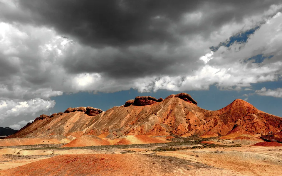 Colourful landforms at Zhangye Danxia