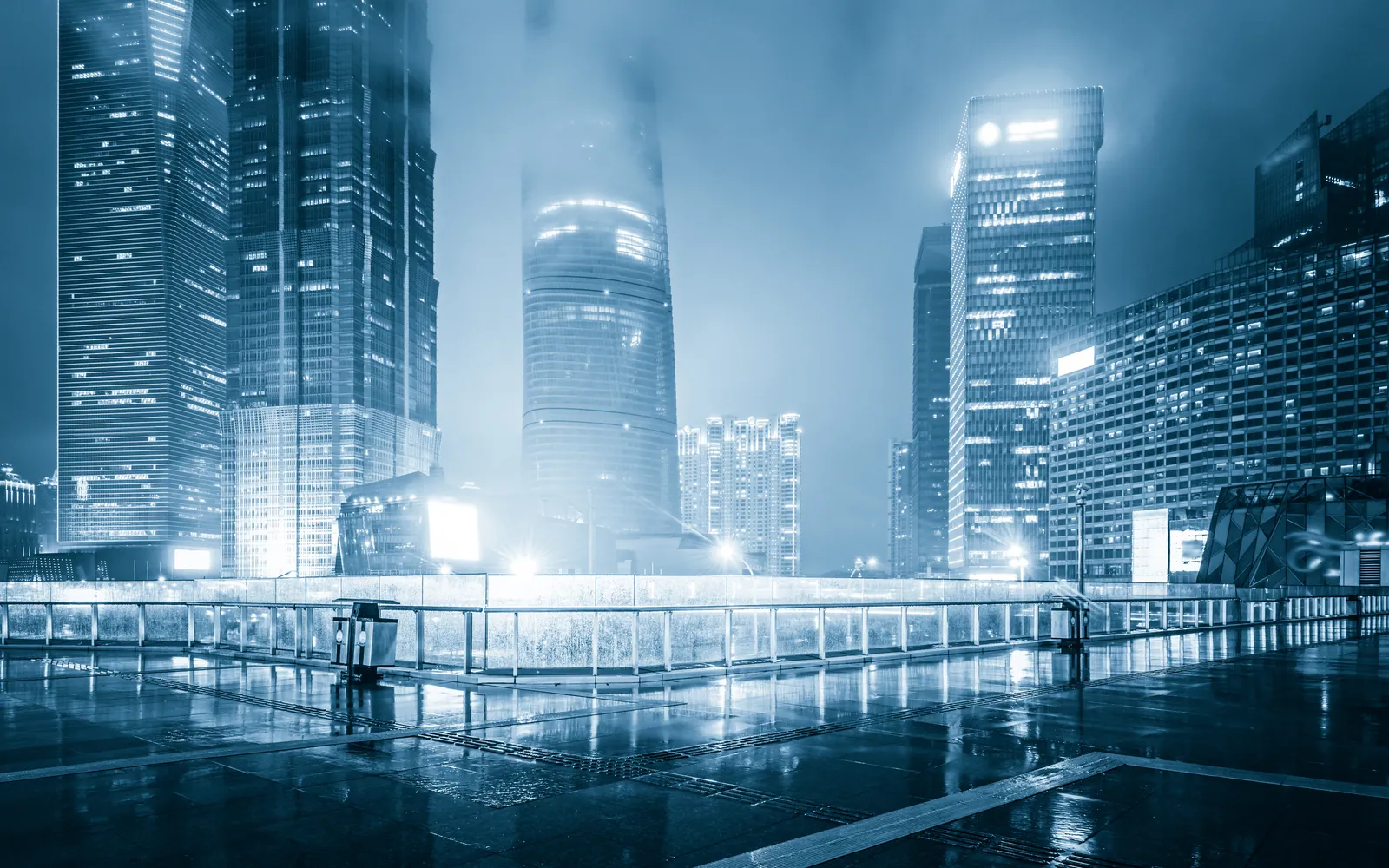 Lujiazui towers at night