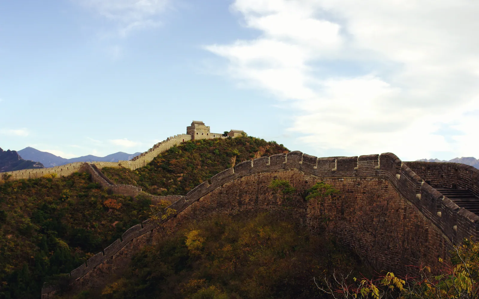 Great Wall crossing autumn hills north of Beijing