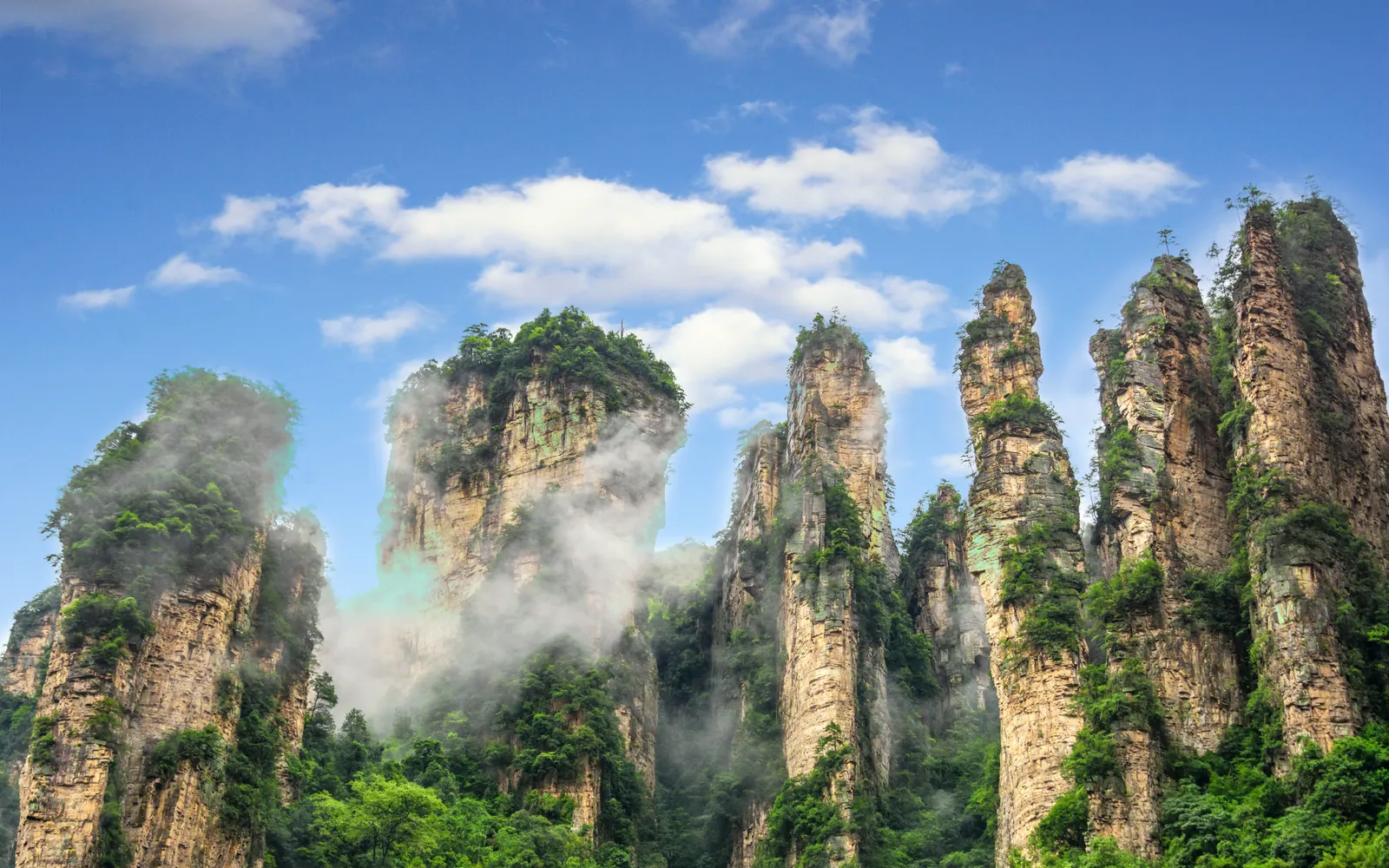 Sandstone pillars in Zhangjiajie National Forest Park