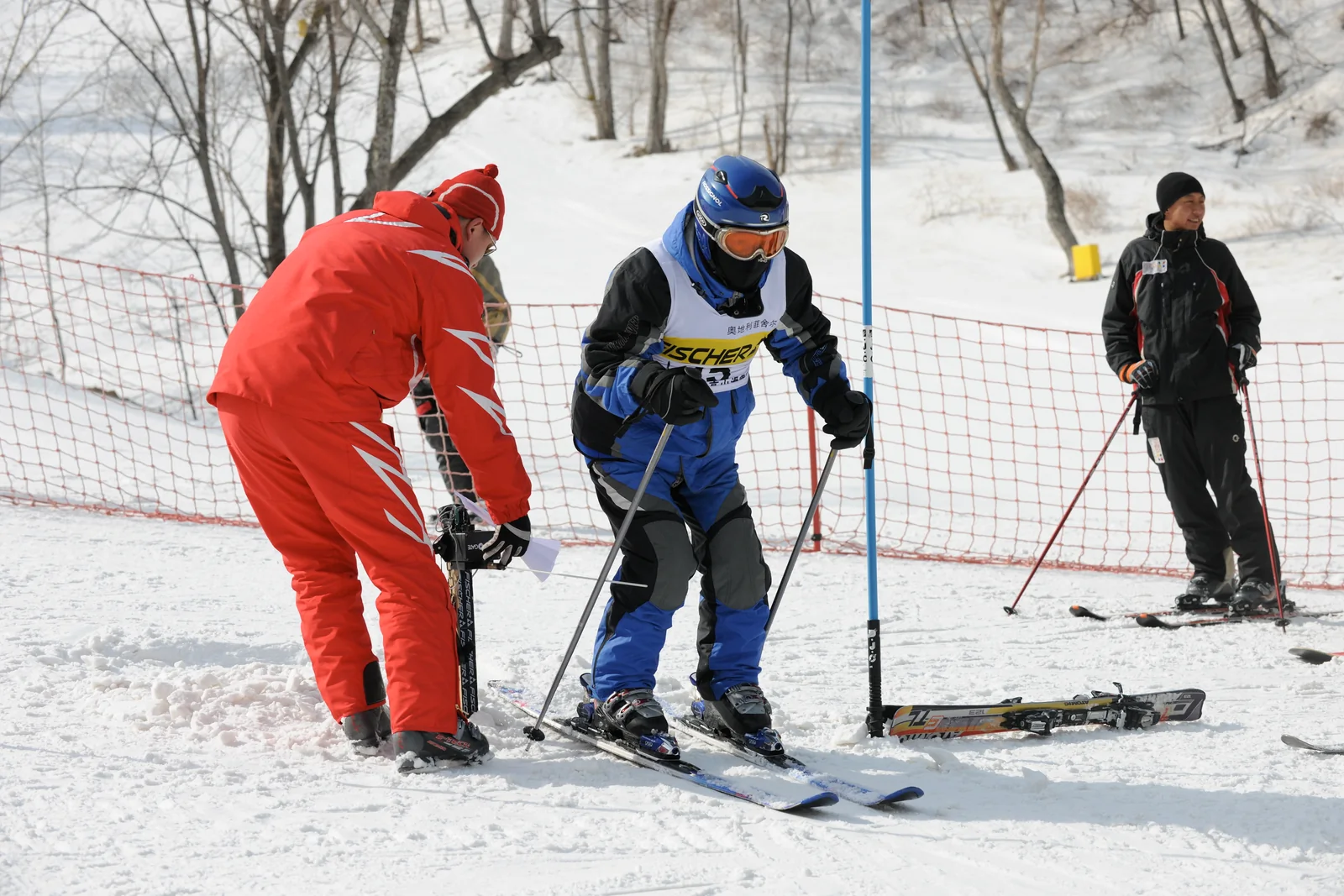 Skiers preparing on snow at Yabuli's Sun Mountain